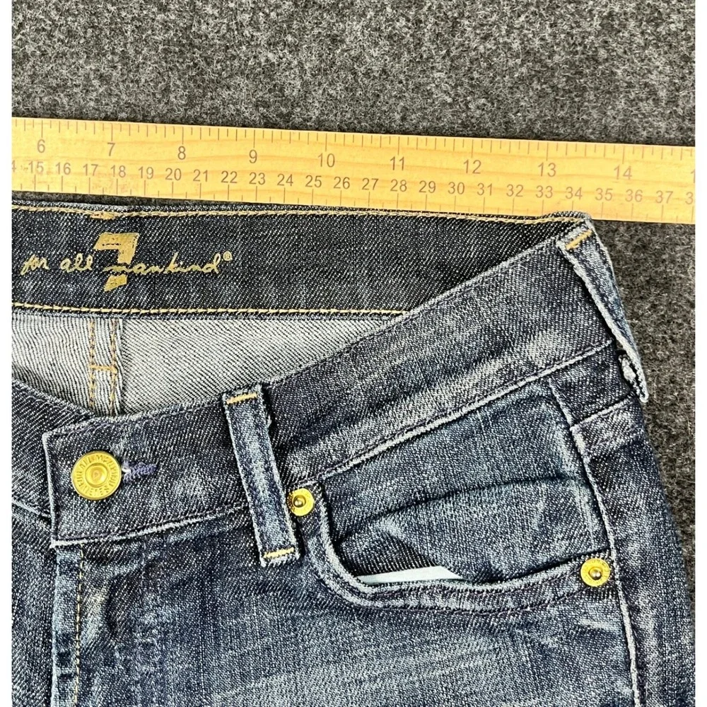 Vtg Y2K 7 For All Mankind Flare Jeans Womens 26 Dark Wash Low Rise Made USA Fade